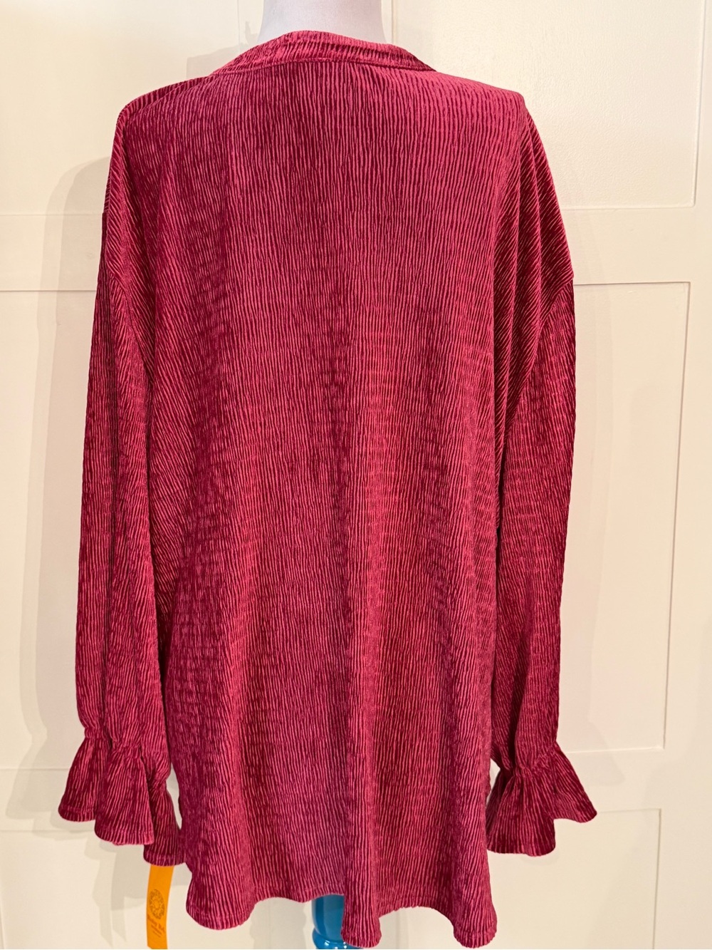 Ruby Rd. Long Sleeve Ruffle Cuff Top - Pink - Picture 2 of 7